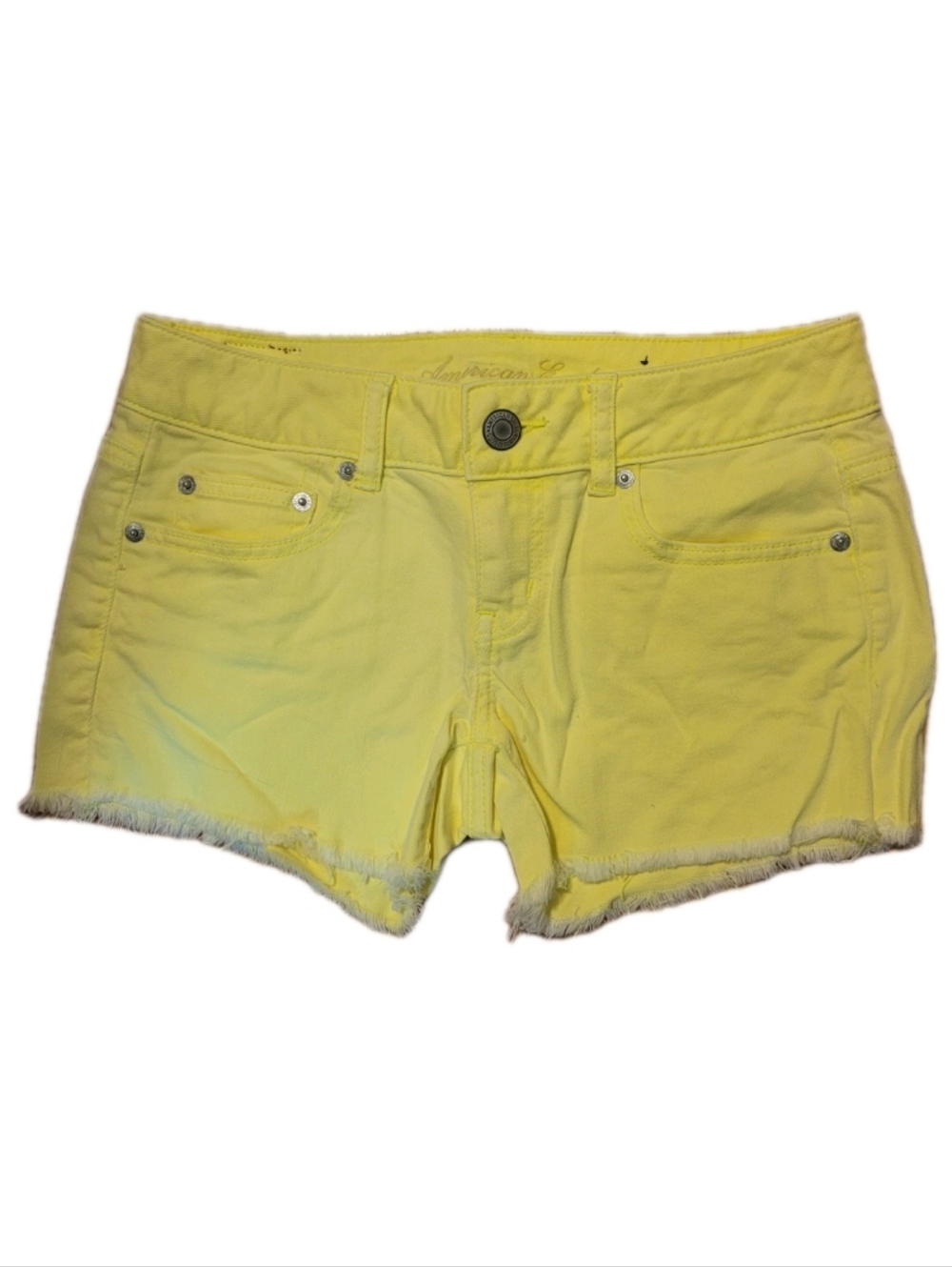 American Eagle Outfitters Womens Shorts 4 Yellow Denim Cutoff Low Rise Y2k
